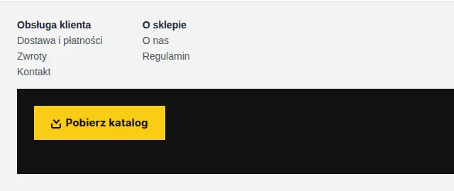 Stopka sklepu z odzieżą z czarnym blokiem i żółtym przyciskiem Pobierz katalog.